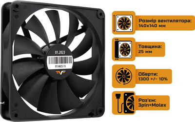 Вентилятор Frime 140x140x25 мм Black (FF14025.13)