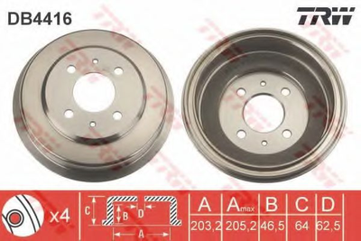 Тормозной барабанTRWDB4416 TRW (DB4416)