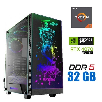 Игровой ПК Tower / AMD Ryzen 5 7500F (6 (12) ядер по 3.7 - 5.0 GHz) / 32 GB DDR5 / 1000 GB SSD M.2 / nVidia GeForce RTX 4070 SUPER, 12 GB GDDR6X, 192-bit / 750W