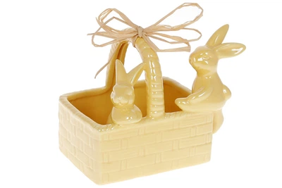 Цукерня/кашпо "Зайчики в кошику", 15,8 см. (733-551)