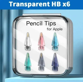 Набор сменных наконечников AIEACH HB для стилуса Apple Pencil, 6 шт, разноцветный (79438579)