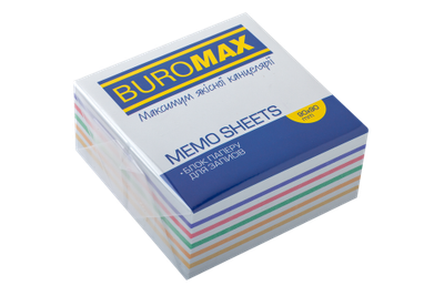 Папір для нотаток кольоровий BUROMAX 9*9*4см, до 440арк. склеєний "ВЕСЕЛКА" 2244 (72) /BM.2244/