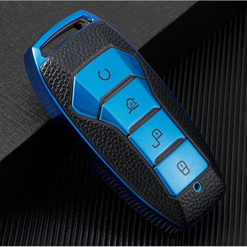 Чохол для ключа сіліконовий GoodWay BYD Song Plus, Yuan Pro, чорно-синій (KC-BYD-B-S/L-Blue)