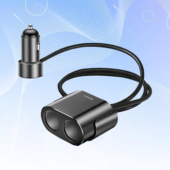 Автомобильная зарядка от прикуривателя 2 USB-порта и 2 гнезда High Efficiency One to Two Cigarette Lighter Baseus CRDYQ-OI