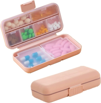 Органайзер для таблеток - таблетница Double Pillbox на 8 отделений, розовый