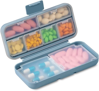 Органайзер для таблеток - таблетка Double Pillbox на 8 відділень, синя