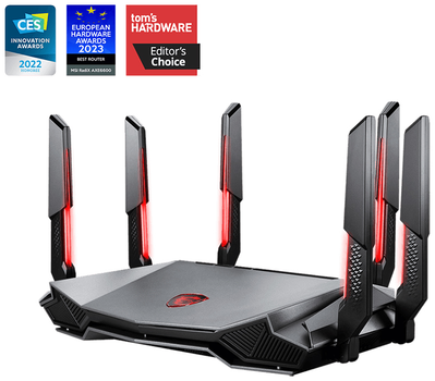 Маршрутизатор MSI RadiX AXE6600 Wi-Fi 6E Tri-Band Чёрный (GRAXE66)