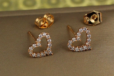 Серьги гвоздики Xuping Jewelry сердечко ободок 10 мм золотистые