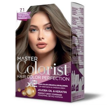 Краска Master Colorist для волос 7.1 Пепелисто-русый 2x50 мл+2x50 мл+10 мл