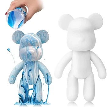 Флюидный медвежонок Punk Fluid Bear Bearbrick с красками, набор для творчества сделай сам DIY мишка 33 см