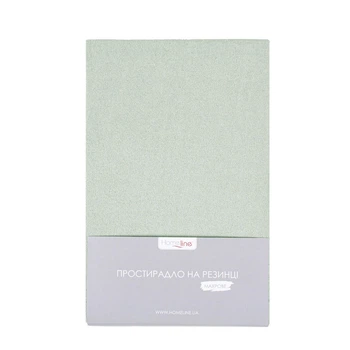 Простынь на резинке махровая Home line. Светло-оливковая 130-90х200х25