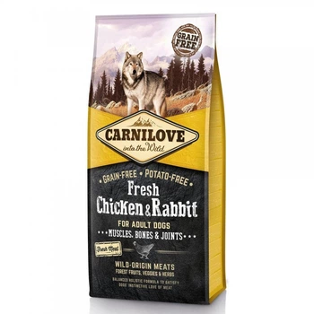 Сухой корм Carnilove Dog Fresh Chicken & Rabbit для взрослых собак всех пород, курица и кролик, 12 кг (170868)