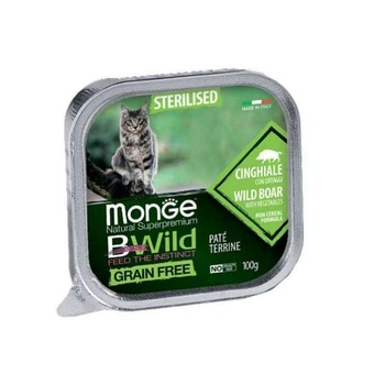 Влажный корм Monge BWild GF Wet Wild Boar Sterilized Cat из дикого кабана для стерилизованных кошек 100г