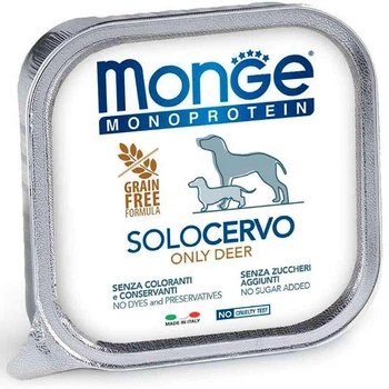 Вологий корм Monge Monoprotein Dog Solo Only Deer паштет з олениною для собак 150г