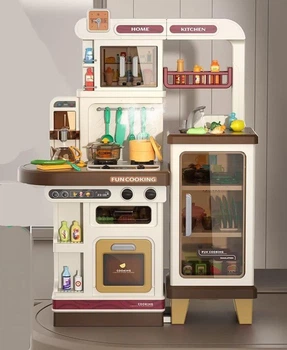 Большая детская игровая кухня с водой, паром, свет, звук. В наборе 65 предметов, 888A