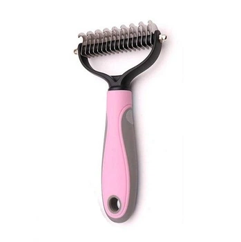 Колтуноріз для видалення підшерстя Single Side Pet Hair Knots Dematting Comb для собак та кішок M pink