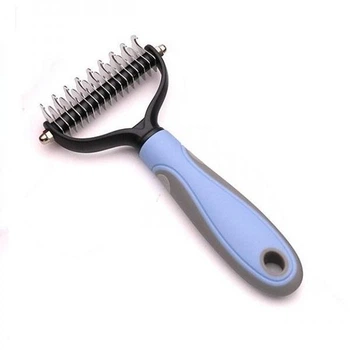 Колтуноріз для видалення підшерстя Single Side Pet Hair Knots Dematting Comb для собак і котів L blue