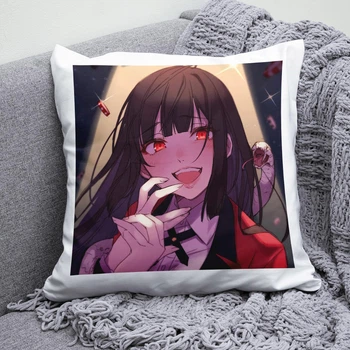 Плюшевая подушка Безумный азарт Kakegurui anime квадрат 35х35 см белая