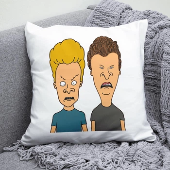 Плюшева подушка Бівіс и Баттхед Beavis and Butt-Head квадрат 35х35 см біла