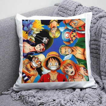 Плюшевая подушка Ван Пис One Piece anime принт №3 квадрат 35х35 см белая
