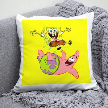Плюшева подушка Губка Боб і Патрік SpongeBob квадрат 35х35 см біла
