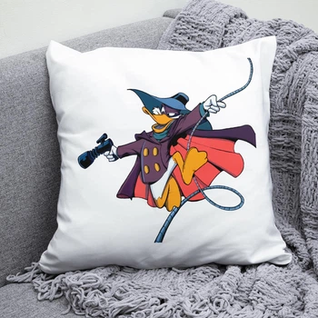 Плюшева подушка Чорний плащ Darkwing Duck квадрат 35х35 см біла