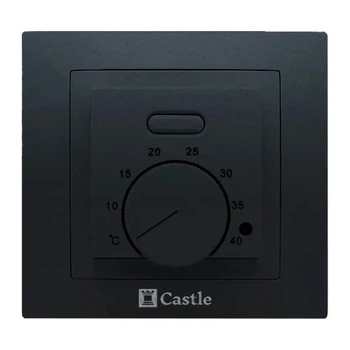 Терморегулятор механический Castle AC308 - черный глянец, для теплого пола
