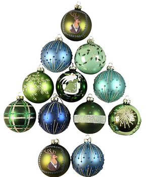 Набір ялинкових прикрас Det Gamle Apotek Christmas Ornament box Green/Blue 10 см 12 шт (1131436)