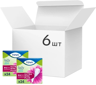 Упаковка Урологічних прокладок Tena Lady Slim Ultra Mini Plus 6 упаковок по 24 шт Бокс (ящик) (7322541116440)