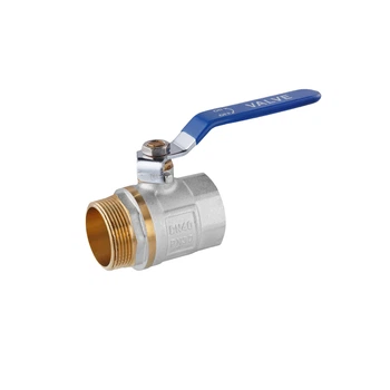 Кран кульовий Valves 1 1/2" ВН, латунний, PN30, ручка-важіль, нікельований