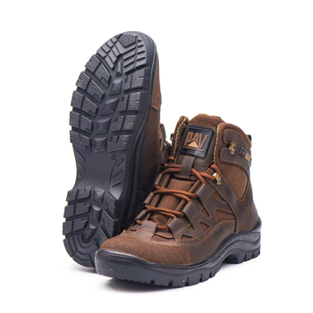 Берці демісезонні тактичні черевики PAV 501 коричневі шкіряні з мембраною Winterfrost 45