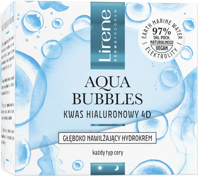 Hydro-krem głęboko nawilżający Lirene Aqua Bubbles Hyaluronic Acid 4D 50 ml (5900717769311)