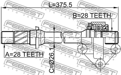 Полуось правая 28x375x28 MAZDA 626 97-, FEBEST (0512CP)