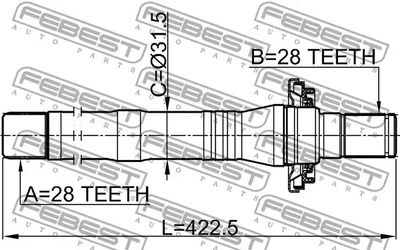 Полуось правая 28x423x28 HYUNDAI SANTA 06-, FEBEST (1212SFCL)