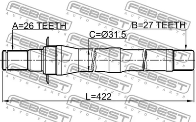 Полуось правая 27x422x26 IX35/TUCSON 09-14, FEBEST (1212IX35MT5)