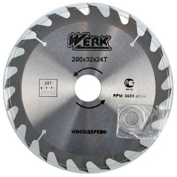 Пильный диск по дереву Werk 200X32, 24 зуб. - 1 шт, арт.дск038