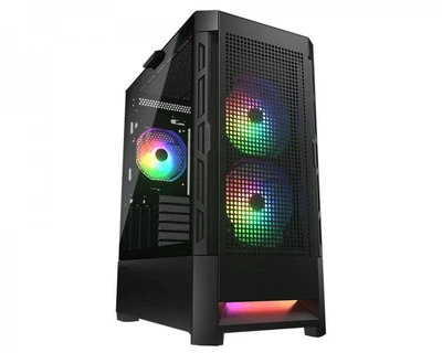 Корпус Full-Tower без БЖ Cougar Airface RGB (Black) (Ігровий корпус, 2*140мм ARGB, 1*120мм ARGB вентилятори передвстановлені, ATX/mATX/mini-ITX, скло, чорний)