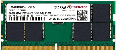 Оперативная память Transcend SODIMM DDR5-4800 32768 MB PC5-38400 (JM4800ASE-32G)
