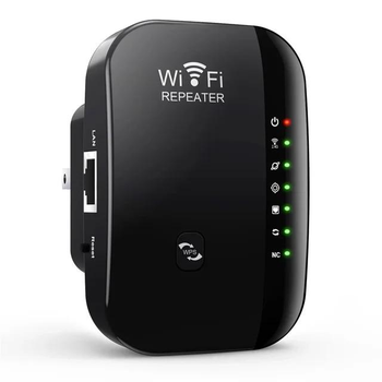 Беспроводной ретранслятор Wi-Fi сигнала ICANING 2.4Ггц 300Мбит/с с двумя антеннами, повторитель c режимом точки доступа, 7 индикаторов, черный "G" (79528401)