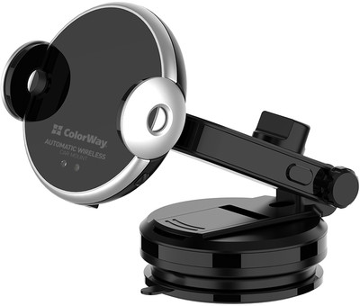 Автодержатель для телефона ColorWay AutoSense Car Wireless Charger Dashboard+Air Vent 15W Black (CW-CHAW039Q-BK)