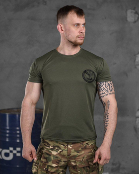 Армейская мужская футболка Военная Разведка потоотводящая L олива (85910)