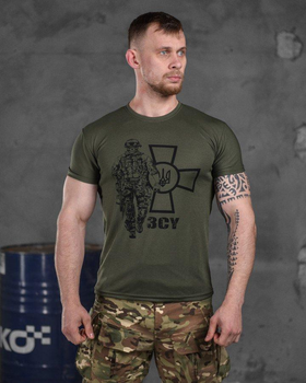 Тактическая мужская потоотводящая футболка ЗСУ солдат M олива (85913)