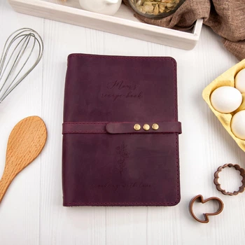 Блокнот для рецептов Moms recipe book, А5, 100 листов в точку, Burgundy, WOODPRESENT