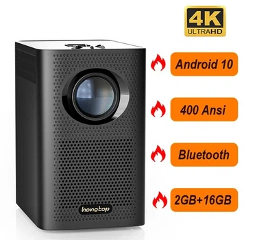 Проектор для дому Hongtop S30 міні-проектор на стіну 4K Full HD 1280х720p Android 10 Wi-Fi Bluetooth HDMI 2/16 ГБ