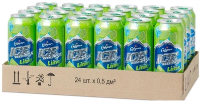 Упаковка пива Славутич Ice Mix Lime світле фільтроване 3.5% 0.5 л x 24 шт (4820000454766)