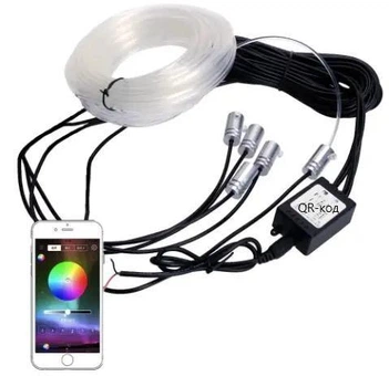 Різнобарвний RGB неон з монтажним шлейфом 6м (кантом) на весь автомобіль ios,android