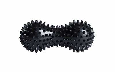 Массажный мяч двойной арахис с шипами мфр RollerUA 14х6,5 см Черный 11323249