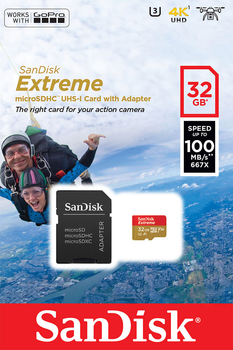 Karta pamięci Sandisk microSDHC 32GB Extreme Action A1 Class 10 V30 UHS-I U3 (619659155100)