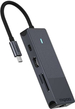 USB-C хаб Rapoo 8 в 1 Black (6940056114129)