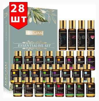 Подарунковий набір Натуральних Ефірних Масел Оригінал 28 шт Premium Essential Oils MAYJAM